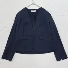 美品⭐︎洗える⭐︎アンタイトル　ノーカラージャケット　ネイビー　大きいサイズ　4