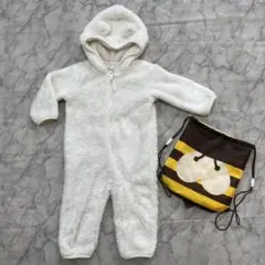 西松屋　もこもこくまさんロンパース　80㎝　ホワイト　おまけ付き