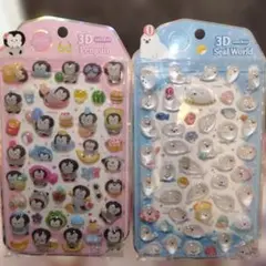 NeKoni　 ペンギン・アザラシ　3Dステッカー2枚セット　正規品