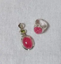 ローズクォーツ　ペンダントトップ&リング