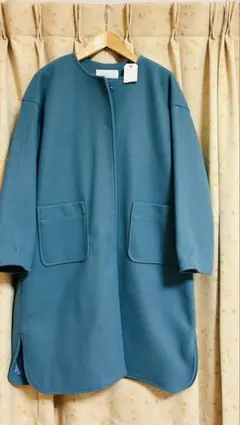 (新品未使用)フリースロングコート 青