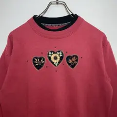 ダサかわ　スウェット　サイズ実寸　トレーナー　デカロゴ　ひまわり　花柄　古着