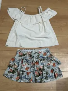 女児水着オフショルダー＆フリルスカートセット 150