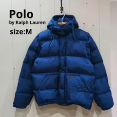 ポロ ラルフローレン ダウンジャケット ロイヤルブルー メンズ Ｍ フーディー