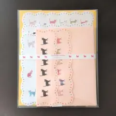 カラフルな猫柄 ダイカット レターセット