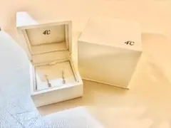 4C ピンクゴールド フックピアス ストーン付き