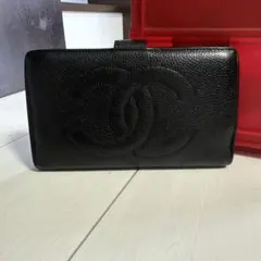 正規品　CHANEL キャビアスキン 長財布 二つ折り ブラックのサムネイル