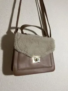 ブラウン フェイクファー ショルダーバッグ