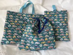【ハンドメイド】入園入学３点セット　レッスンバック　上履き袋　体操服袋　車柄
