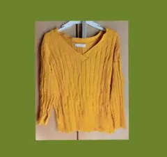 LALU 綿ニット Vネック 七分袖