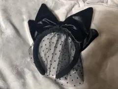 【即日発送】USJ カチューシャ リボン 黒 レース