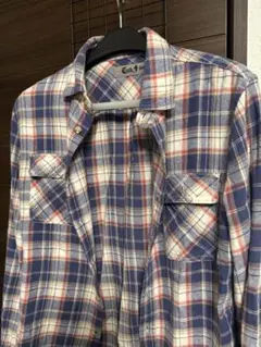 COOK JEANS チェック柄 コットンシャツ アメカジ 古着感 ブルー系