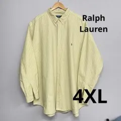 Ralph Lauren イエロー ストライプ 長袖シャツ　大きいサイズ　4XL