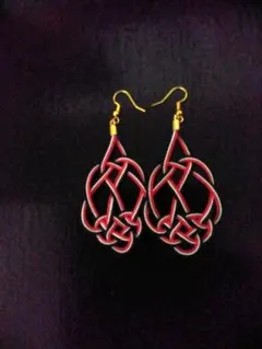 トリコロール 赤紺白 水引ピアス 大きい