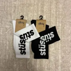 【男女兼用】STUSSY ストッククルーソックス ホワイト/ブラック