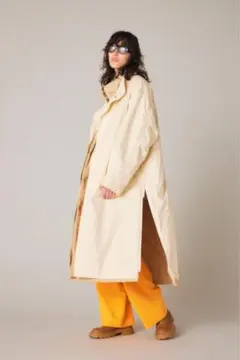 クリーム色 キルティング モッズコート