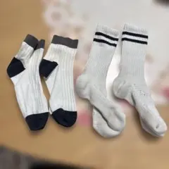 ホワイト/ネイビー ストライプソックス 2足セット