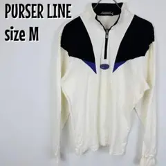 【0314】PURSER LINE 長袖 ハーフジップ トップス M 白 日本製