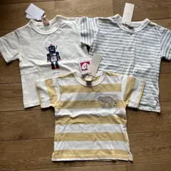 ３点セット　新品　プティマイン　半袖トップス　ペンギンしろくま刺繍　ロボット　男