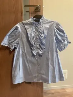 ZARA フリル付き半袖シャツ XS