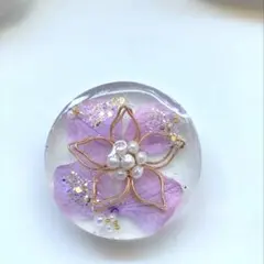 レジン ヘアゴム 花モチーフ 薄ピンク◡̈♥︎ ミニバラ ドライフラワー