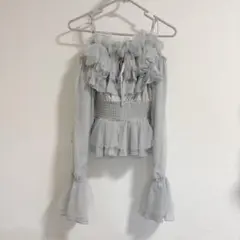 MAJESTIC LEGON チェーン付きシアーフリルブラウスのサムネイル