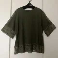 レース 5分袖 プルオーバー