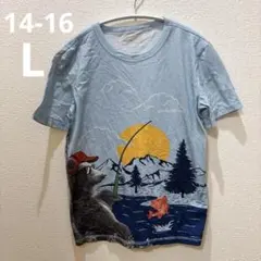 Eddie Bauer 釣り動物グラフィックTシャツ L(14-16)