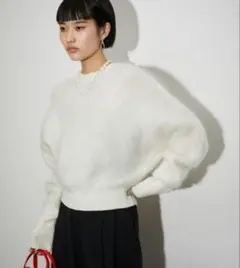 アダムエロペ　 モヘアニット プルオーバー ホワイト