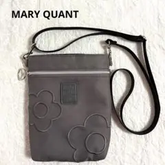 マリークワント　ショルダーポーチ　デイジー刺繍　スマホショルダー　グレー
