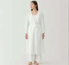 無印良品「楊柳ガーゼロングカーディガン」 上下セット白