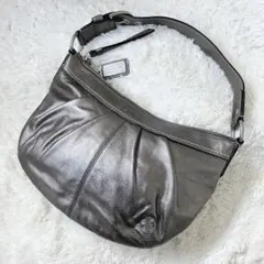 COACH 2way ショルダーバッグ シルバー シグネチャー Y2K 通勤通学 