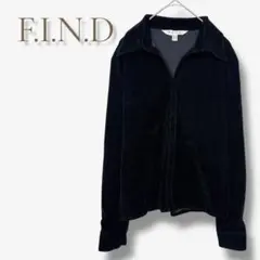 FIND ベロア シャツ S相当 ブラック 長袖 上品 きれいめ オフィス 黒