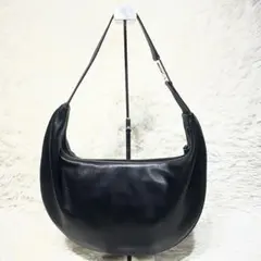 美品☆ローレン ラルフローレン ムーンバッグ ワンショルダー 黒 三日月 本革