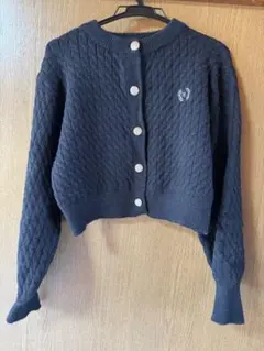 Nice Claup ダークネイビー クロップドカーディガン