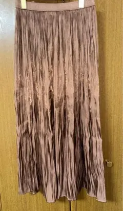 ZARA サテン　スカート　ブラウン　プリーツ