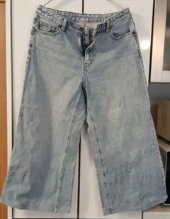 GU ワイドレッグデニムパンツ XL