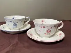 ペア　カップ&ソーサー青赤 2個セット　ビレロイ&ボッホ　④