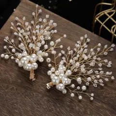 結婚式 披露宴 パール 花モチーフ ヘアアクセサリー 艶やか きらめく