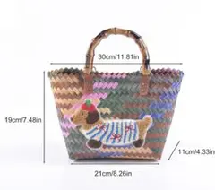 【新品タグ付き】カゴバッグ 犬 バッグ　ダックスフント