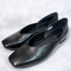 ☆美品☆【リーガル】 パンプス (23.5) レザー Vカット スクエアトゥ 黒のサムネイル