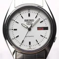 美品 SEIKO5 自動巻き メンズ 腕時計 白文字盤 日本製 1986年製のサムネイル