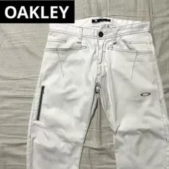 ●オークリー●ストレッチパンツ 32 ホワイト ゴルフ 白 スカル 3D 立体