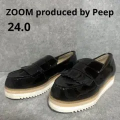 ✨美品✨ZOOM produced by Peepブラック厚底ローファー24㌢
