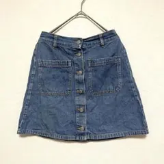 【ブラウニースタンダード】フロントボタンミニスカート Fサイズデニムブルー