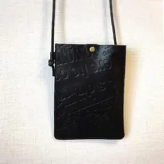 【値下げ】スマホショルダーポーチ・本革・黒・サコッシュ・スマホバッグ・ポシェット