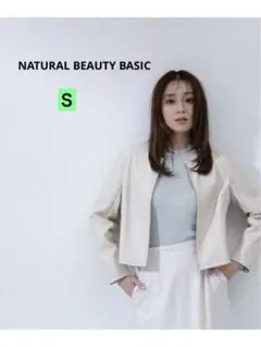 NATURAL BEAUTY BASIC フェイクレザーブルゾン ベージュ　Ｓ