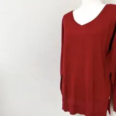 アンタイトル　シルクカシミヤ混Ⅴネックデザインニット　ロングセーター