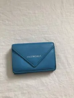 BALENCIAGA 三つ折り財布 青　水色