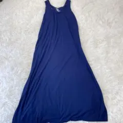 チチカカ　ネイビー キャミワンピース ロングワンピース　背中刺繍